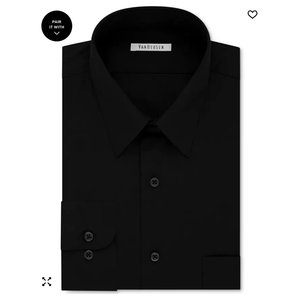 Van Heusen Wrinkle-Free Dress Shirt (BIG FIT, 22 x 34/35) – NWT,‎ Black